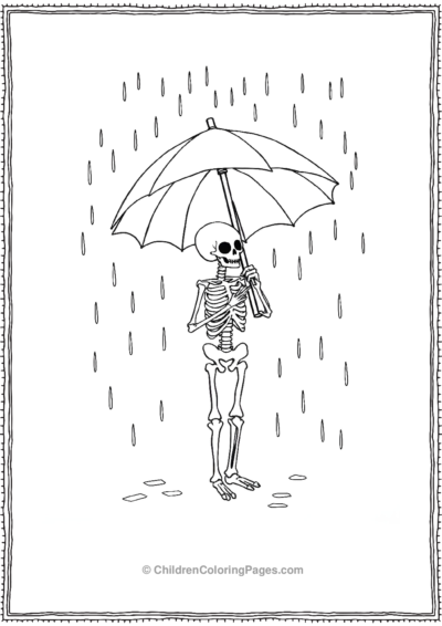 Skeleton Holding An Umbrella Free PDF Printable