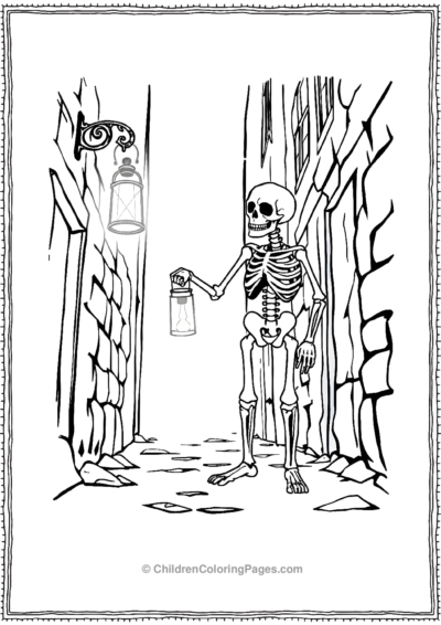 Skeleton-in-a-dark-alley Free PDF Printable