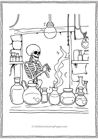 Skeleton In A Spooky Lab Free PDF Printable