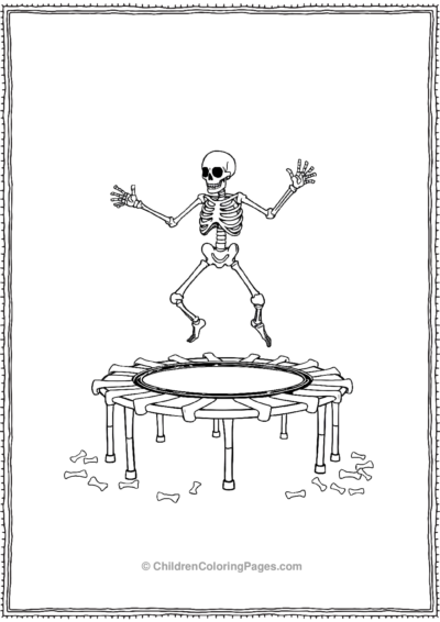 Skeleton Jumping On A Boney Trampoline Free PDF Printable