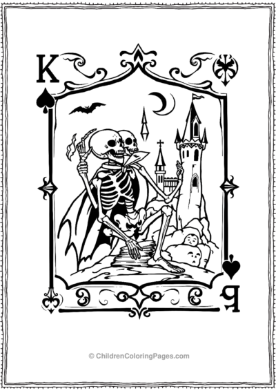 Skeleton On A King Card Free PDF Printable