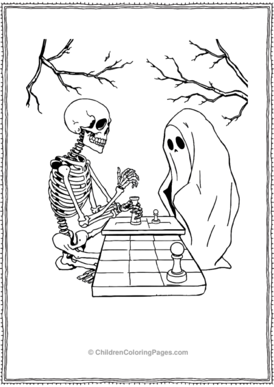 Skeleton-playing-chess Free PDF Printable