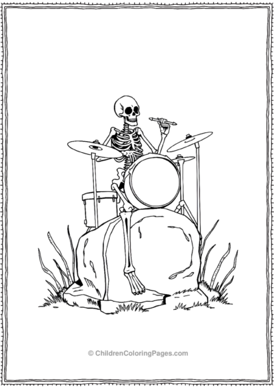 Skeleton Playing Drums Free PDF Printable