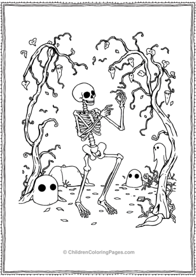 Skeleton Playing With Vines Free PDF Printable