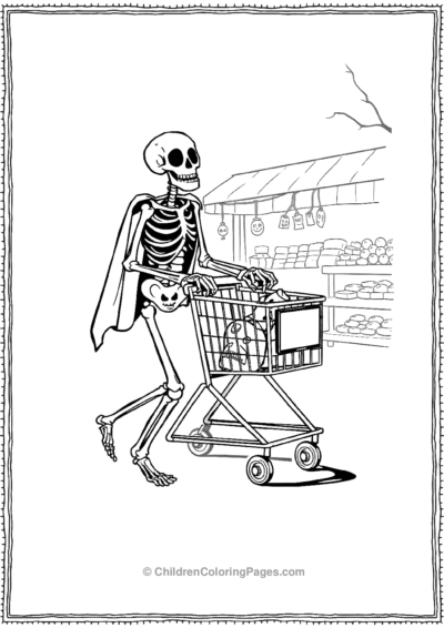 Skeleton Pushing A Spooky Cart Free PDF Printable