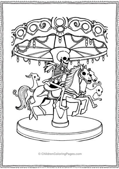 Skeleton Riding A Scary Carousal Free PDF Printable