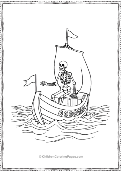 Skeleton-sailing-a-ghost-ship Free PDF Printable