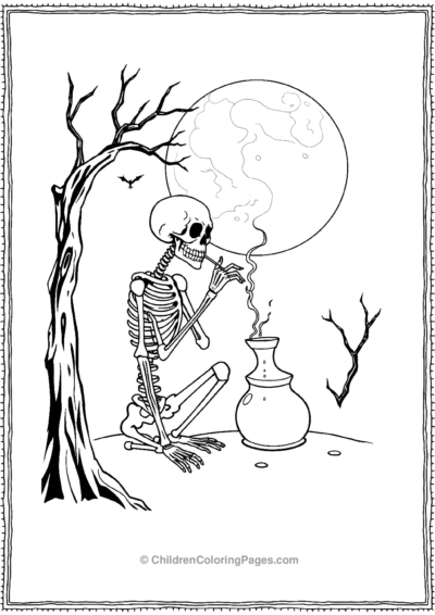 Skeleton Sipping A Magic Potion Free PDF Printable