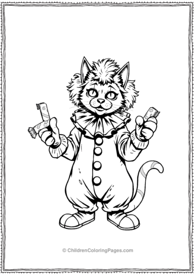 Spooky-Clown-Cat-Juggling-Candy-Bars Free PDF Printable