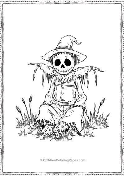 Spooky Sitting Scarecrow Free PDF Printable