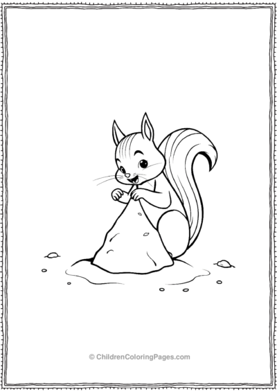 Squirrel-Building-A-Sand Castle Free PDF Printable