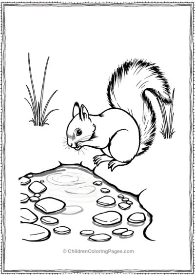 Squirrel-Drinking-Water-From-A-Stream Free PDF Printable