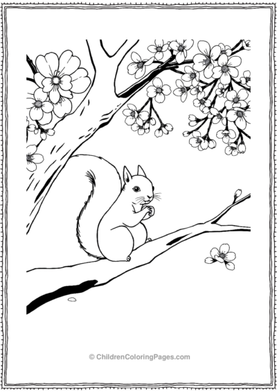 Squirrel-During-Cherry-Blossom Free PDF Printable