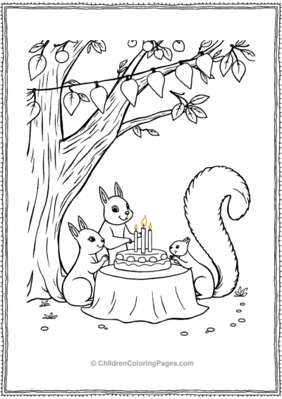 Squirrel-Family-Celebrating-Birthday-Party Free PDF Printable