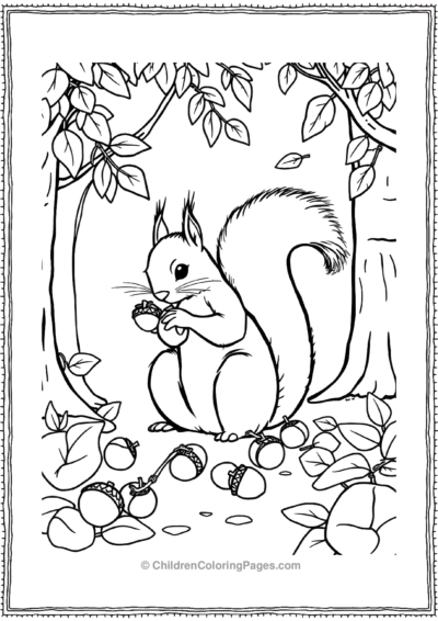 Squirrel-Gathering-Acorns Free PDF Printable