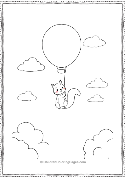 Squirrel-Hanging-From-A-Ballon Free PDF Printable