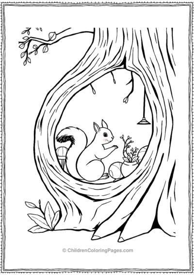 Squirrel-In-A-Ccozy-Tree-Hole Free PDF Printable