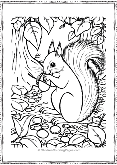 Squirrel-Nibbling-A-Acorn Free PDF Printable