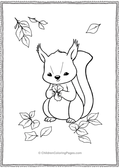 Squirrel-Playing-With-Autmn-Leaves Free PDF Printable