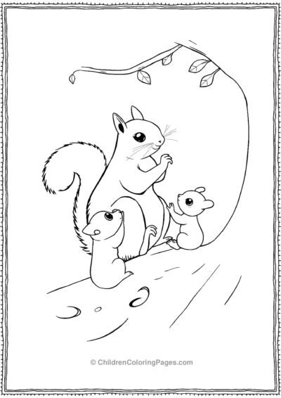 Squirrel-Teaching-Babies-How-To-Climb Free PDF Printable