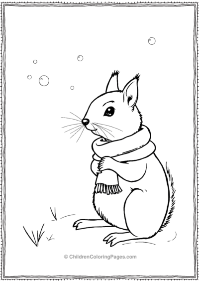 Squirrel-Wearing-A-Scarf-In-Winter-Snowfall Free PDF Printable