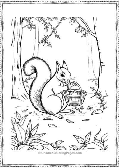 Squirrel-With-A-Basket Free PDF Printable