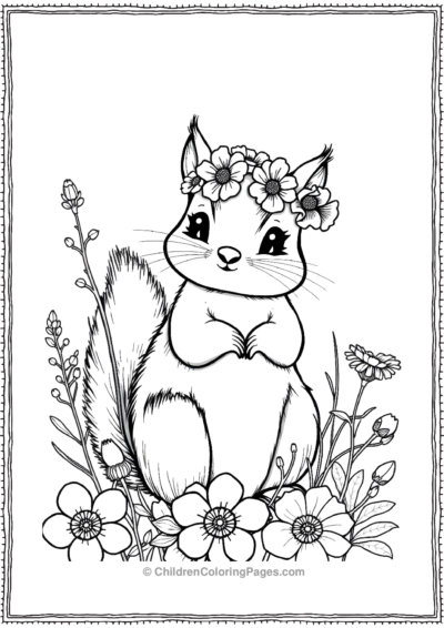 Squirrel-With-A-Flower-Crown Free PDF Printable