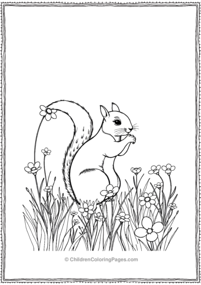 Squirrel-With-Blooming-Flowers Free PDF Printable