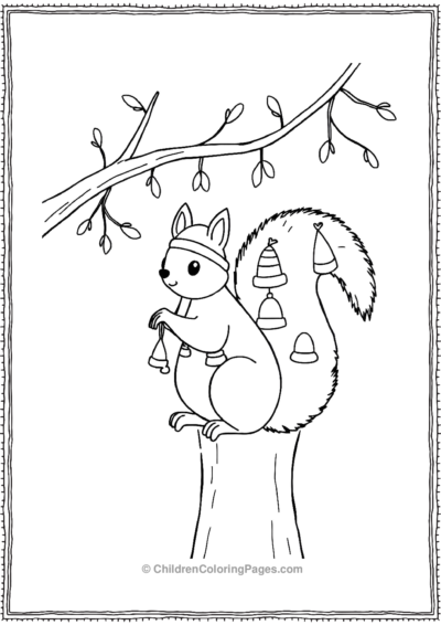 Squirrel-With-Hats-Hanging-On-Its-Tail Free PDF Printable