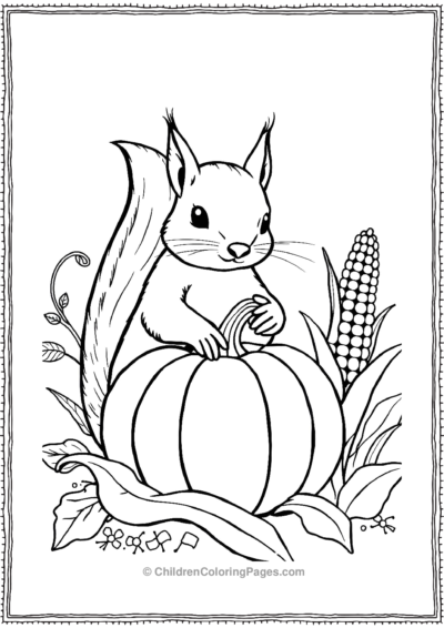 Squirrel-With-Pumpin-And-Corn Free PDF Printable