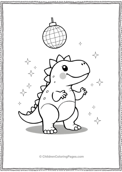 Stegosaurus-Dancing-Under-A-Disco-Ball-Surrounded-With-Sparkles Free PDF Printable