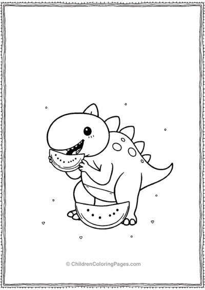 Stegosaurus-Eating-A-Slice-Of-Watermelon Free PDF Printable