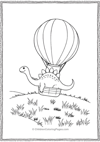 Stegosaurus-Floating-In-Hot-Air-Baloon Free PDF Printable