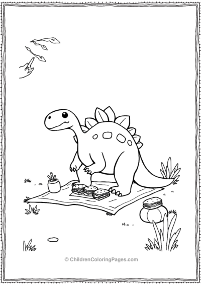 Stegosaurus-Having-Picnic Free PDF Printable