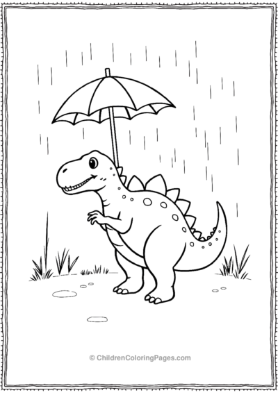 Stegosaurus-Holding-An-Umberella Free PDF Printable