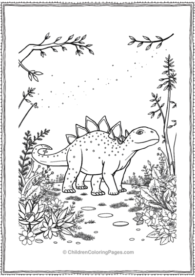 Stegosaurus-In-A-Magical-Garden Free PDF Printable