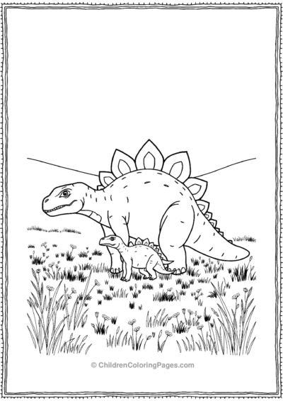 Stegosaurus-Mother-With-Her-Baby Free PDF Printable