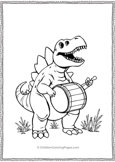 Stegosaurus-Playing-A-Drum Free PDF Printable