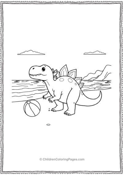 Stegosaurus-Playing-With-A-Beachball Free PDF Printable