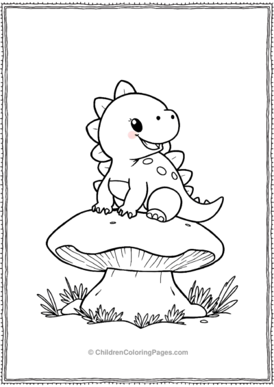 Stegosaurus-Sitting-On-A-Large-Mushroom Free PDF Printable