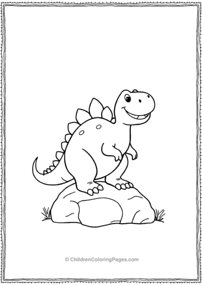 Stegosaurus-Sitting-On-A-Rock-Smilling Free PDF Printable