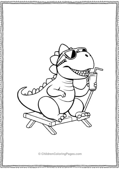 Stegosaurus-Sitting-On-Beach-Chair-Wearing-Sun-Glasses Free PDF Printable