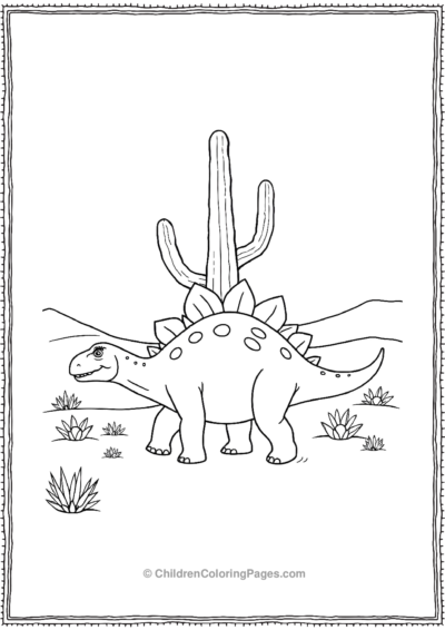 Stegosaurus-Waling-In-A-Desert Free PDF Printable