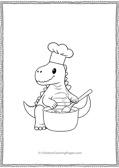 Stegosaurus-Wearing-Chef-Hat-Stirring-A-Bowl-Of-Soup Free PDF Printable