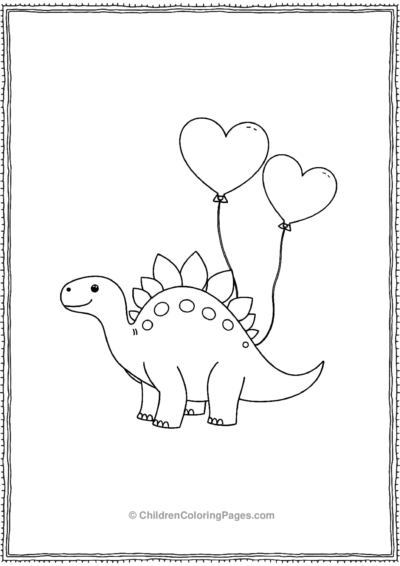 Stegosaurus-With-Heart-Shaped-Baloon Free PDF Printable