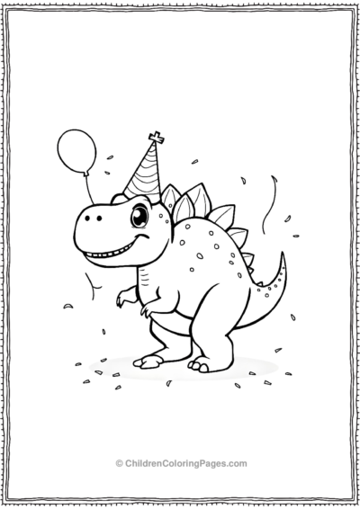 Stegosurus-Wearing-Party-Hat Free PDF Printable