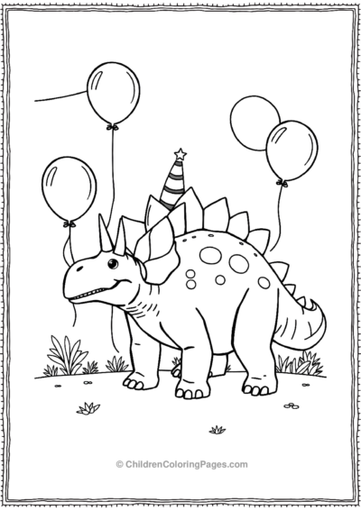 Stegosurus-With-Balloons Free PDF Printable