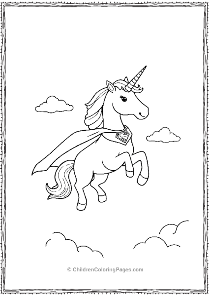 Superhero Unicorn Flying In The Sky Free PDF Printable