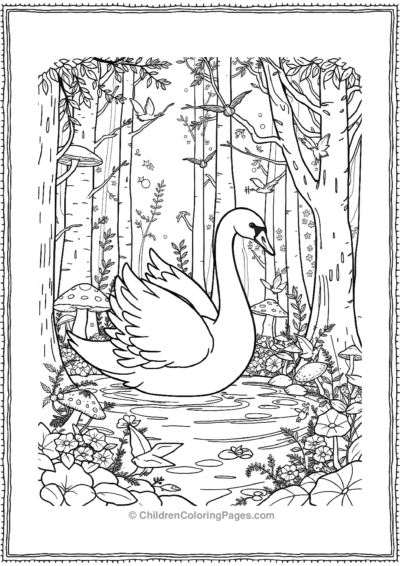 Swan-In-A-Magic-Forest Free PDF Printable