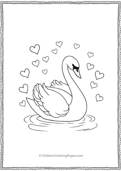 Swan-With-Hearts Free PDF Printable